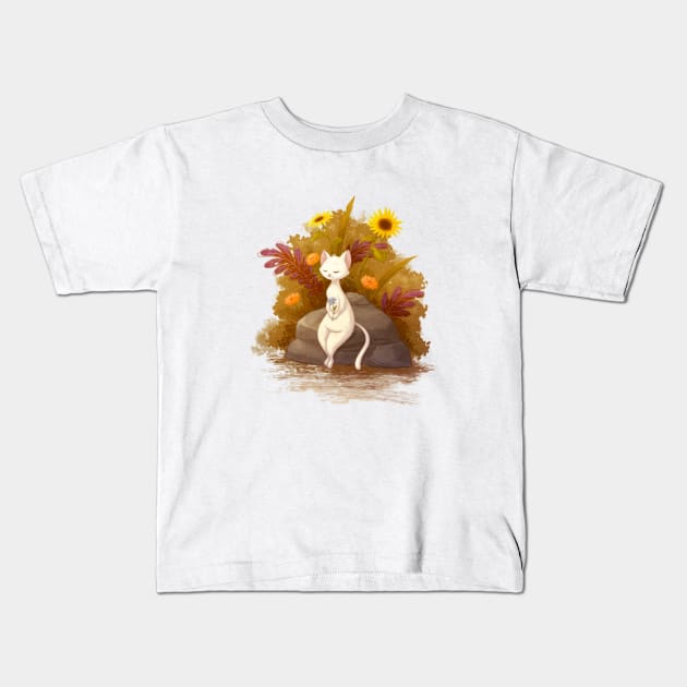 Flower Cat Kids T-Shirt by ChelseaKenna